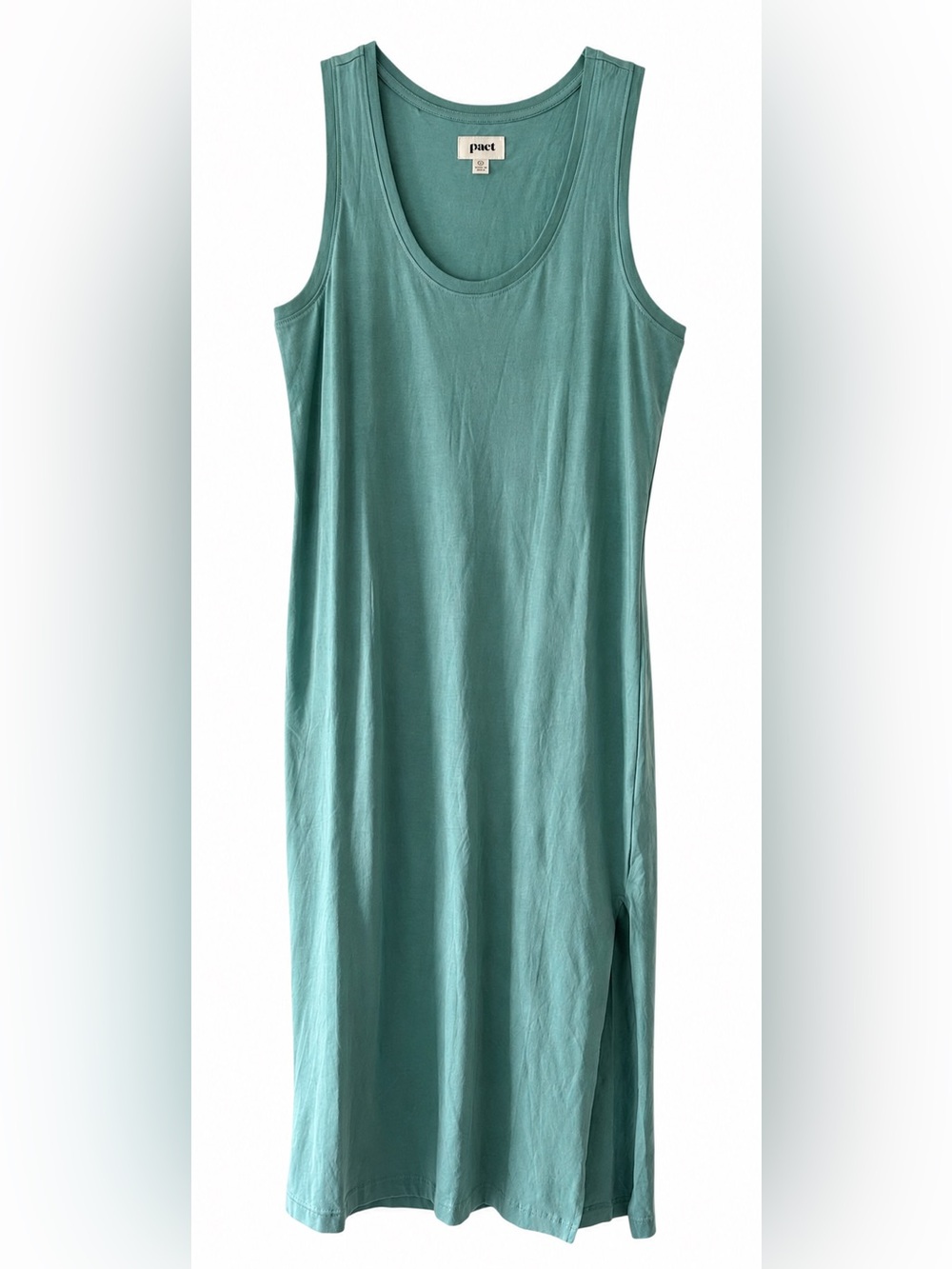 Pact Organic Cotton Tank Midi Dress Aqua Blue Size Small